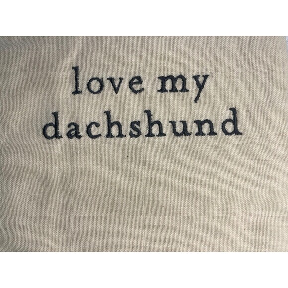 Primitives by Kathy Love My Dachshund Embroidered Dog Cotton Linen Towel New - Picture 3 of 6